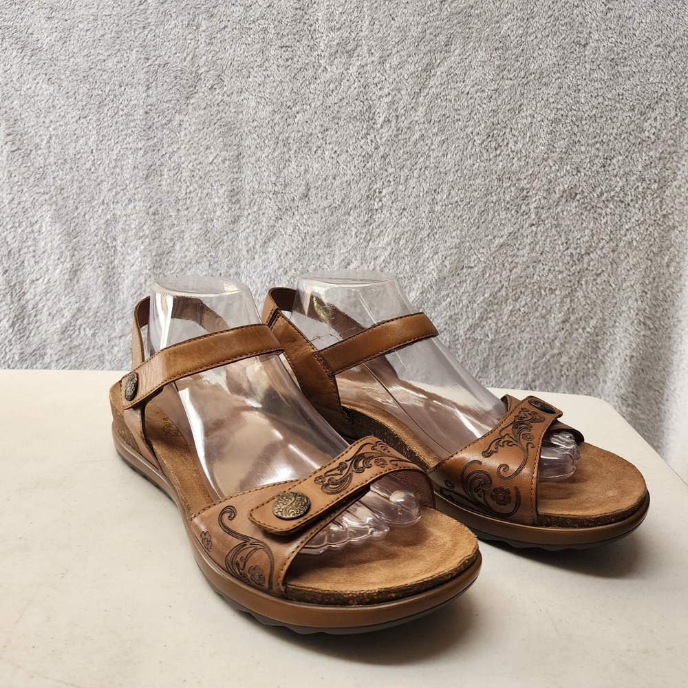 Dansko Sandals Womens Size 10.5 Brown Leather Floral Tooled Design Comfort EU 41